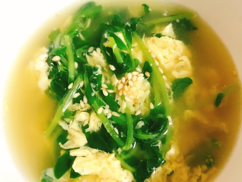 簡単美味しい！豆苗と卵の中華風スープ